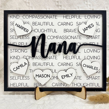 Nana Caring Loving - Personalized Wooden Plaque