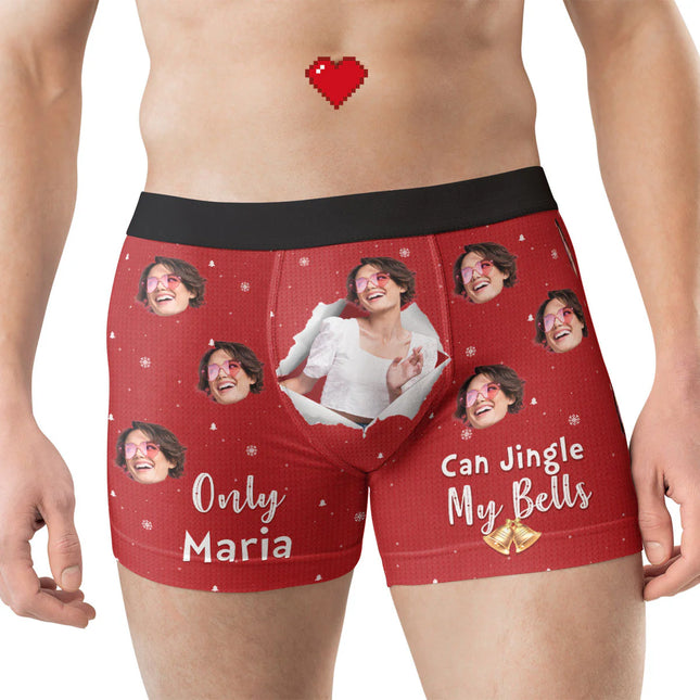 New Version Only Wife Can Jingle My Bells - Personalized Photo Men's Boxer Briefs