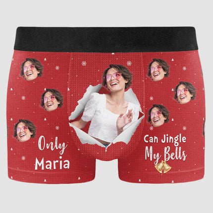 New Version Only Wife Can Jingle My Bells - Personalized Photo Men's Boxer Briefs