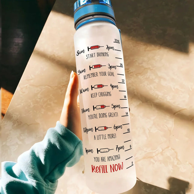 Nurselife - I Stab People For A Living - Personalized Water Tracker Bottle