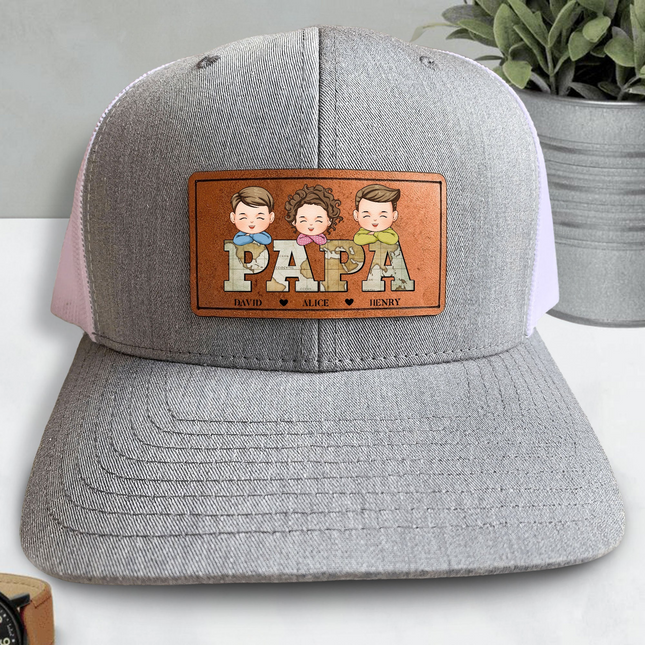 Papa - Personalized Leather Patch Hat