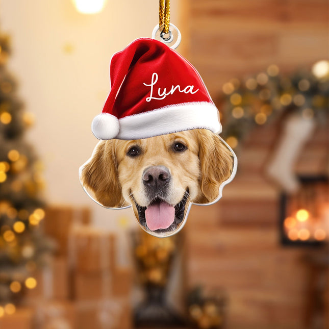 Pet Funny Christmas Face - Personalized Pet Photo Ornament