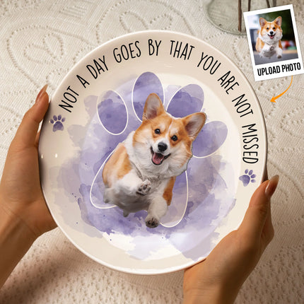 Pet Loss Custom Photo Saying Goodbye So Hard - Personalized Ceramic Photo Plate