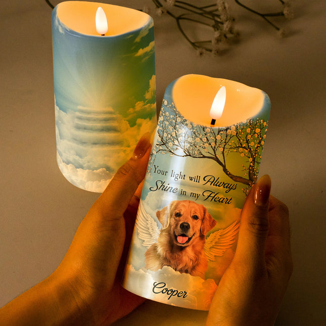 Pet Loss Your Light Will Always Shine In My Heart - Personalized Photo LED Candle