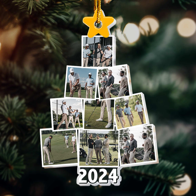 Photo Golfing Christmas Tree - Personalized Acrylic Photo Ornament