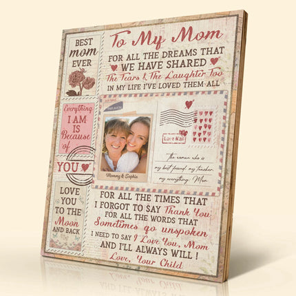 I Love You Mom - Personalized Photo Photo Printed Wooden Plaque