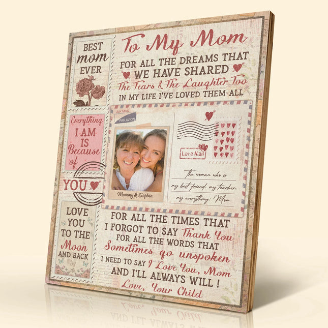 I Love You Mom - Personalized Photo Photo Printed Wooden Plaque