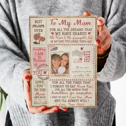 I Love You Mom - Personalized Photo Photo Printed Wooden Plaque