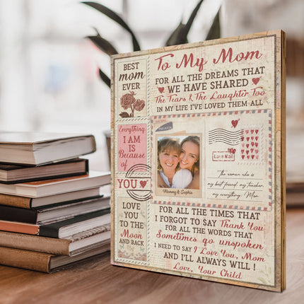 I Love You Mom - Personalized Photo Photo Printed Wooden Plaque