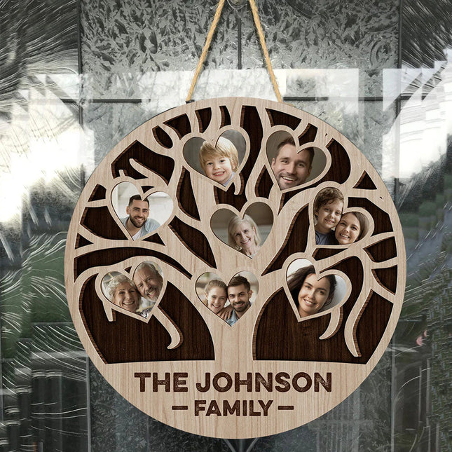 Our Family - Personalized Round Wood Photo Sign