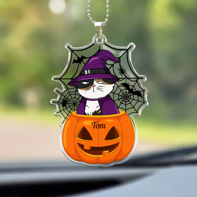 Scary Monster Pet In The Pumpkin Halloween Gift - Personalized Car Photo Ornament