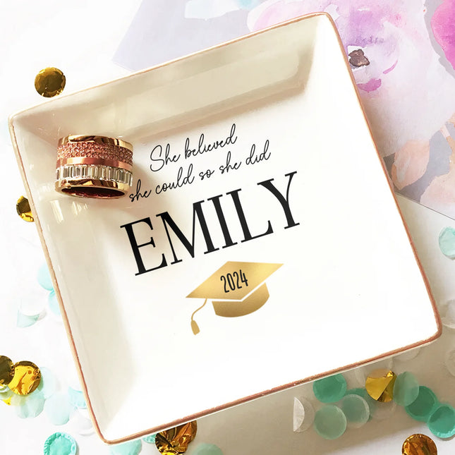 She Believed She Could So She Did - Personalized Jewelry Dish