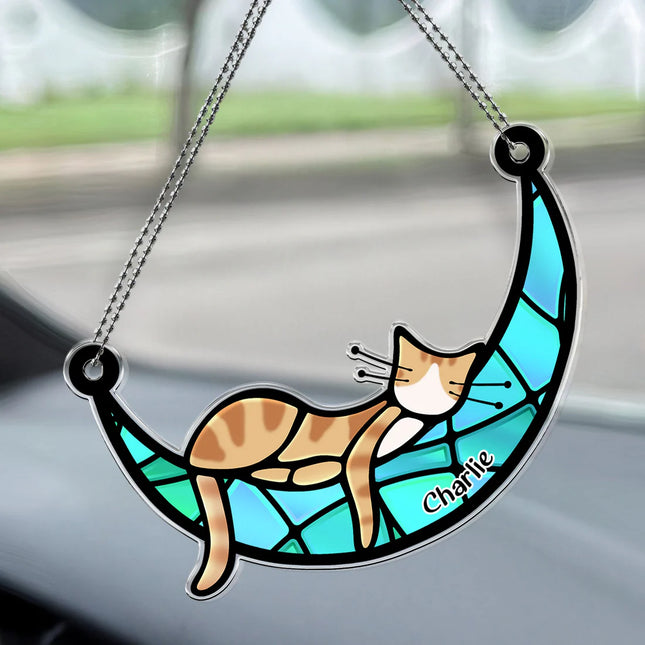 Sleeping Cat - Personalized Car Ornament