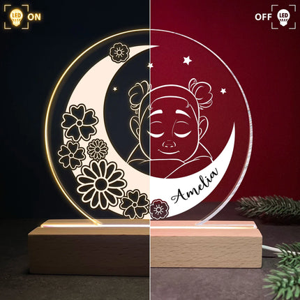 Sleeping On The Moon - Personalized LED Light