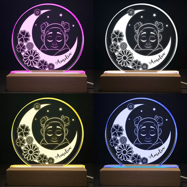 Sleeping On The Moon - Personalized LED Light