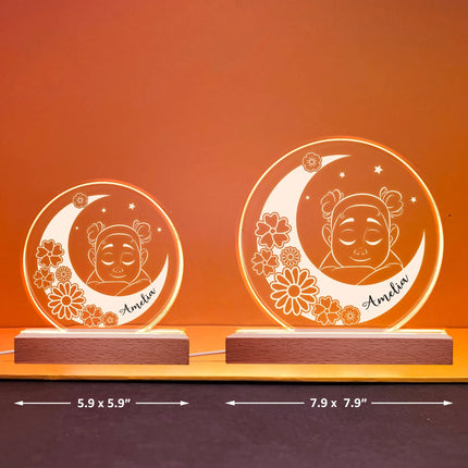 Sleeping On The Moon - Personalized LED Light