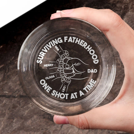 Surviving Fatherhood One Shot At A Time - Personalized Engraved Whiskey Glass