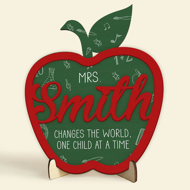 Teacher Changes The World - Personalized 2 Layers Wooden Plaque