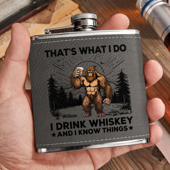 That'S What I Do - Personalized Leather Flask   - That'S What I Do - Personalized Leather Flask