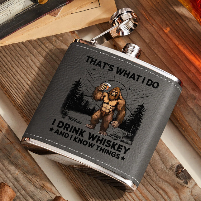 That'S What I Do - Personalized Leather Flask   - That'S What I Do - Personalized Leather Flask