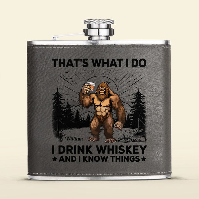 That'S What I Do - Personalized Leather Flask   - That'S What I Do - Personalized Leather Flask