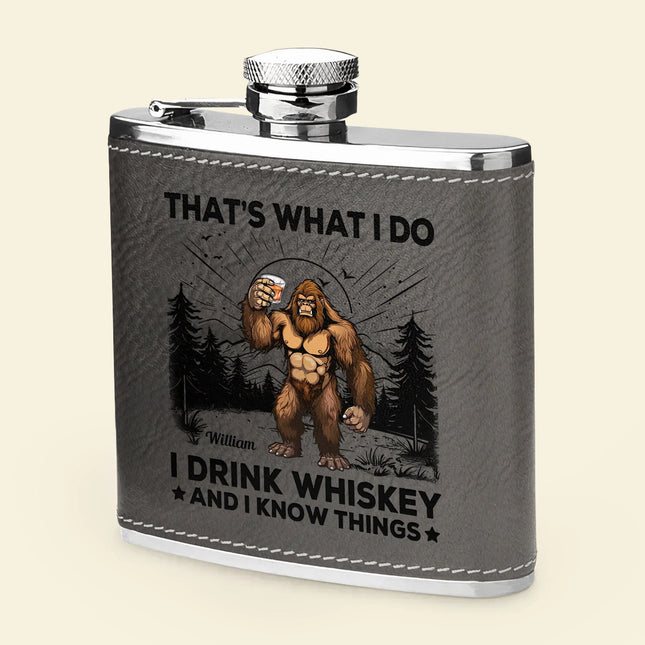 That'S What I Do - Personalized Leather Flask   - That'S What I Do - Personalized Leather Flask