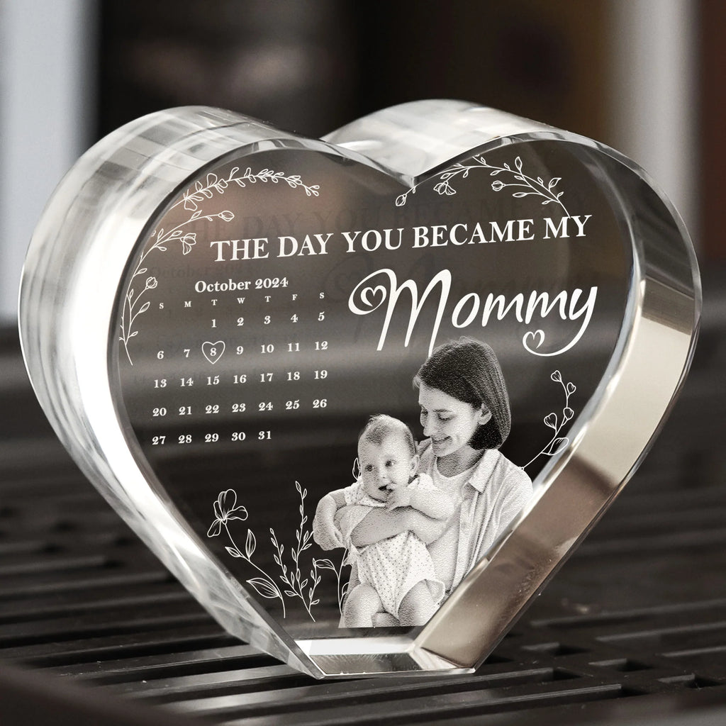 The Day You Became My Mommy New Mom Gifts - Custom 2D Crystal Photo-Levistina