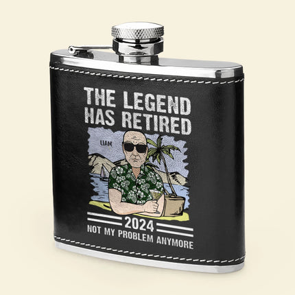 The Legend Has Retired - Personalized Leather Flask 2