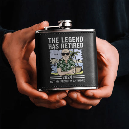 The Legend Has Retired - Personalized Leather Flask 2