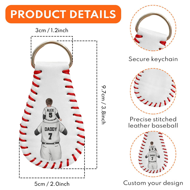 There's No Place Like Home - Personalized Leather Baseball Keychain