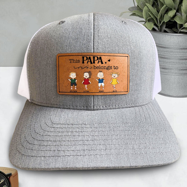 This Daddy Belongs To - Personalized Leather Patch Hat