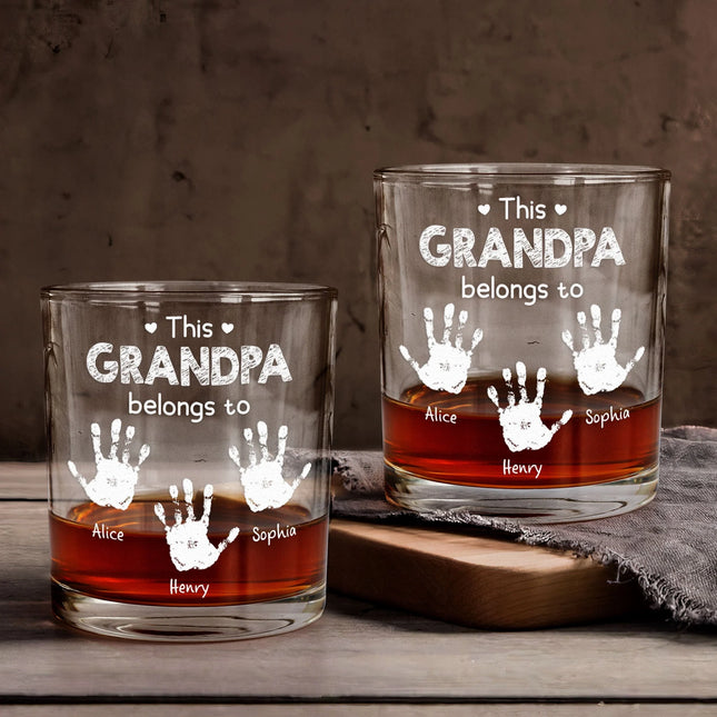 This Grandpa Belongs To - Personalized Whiskey Glass