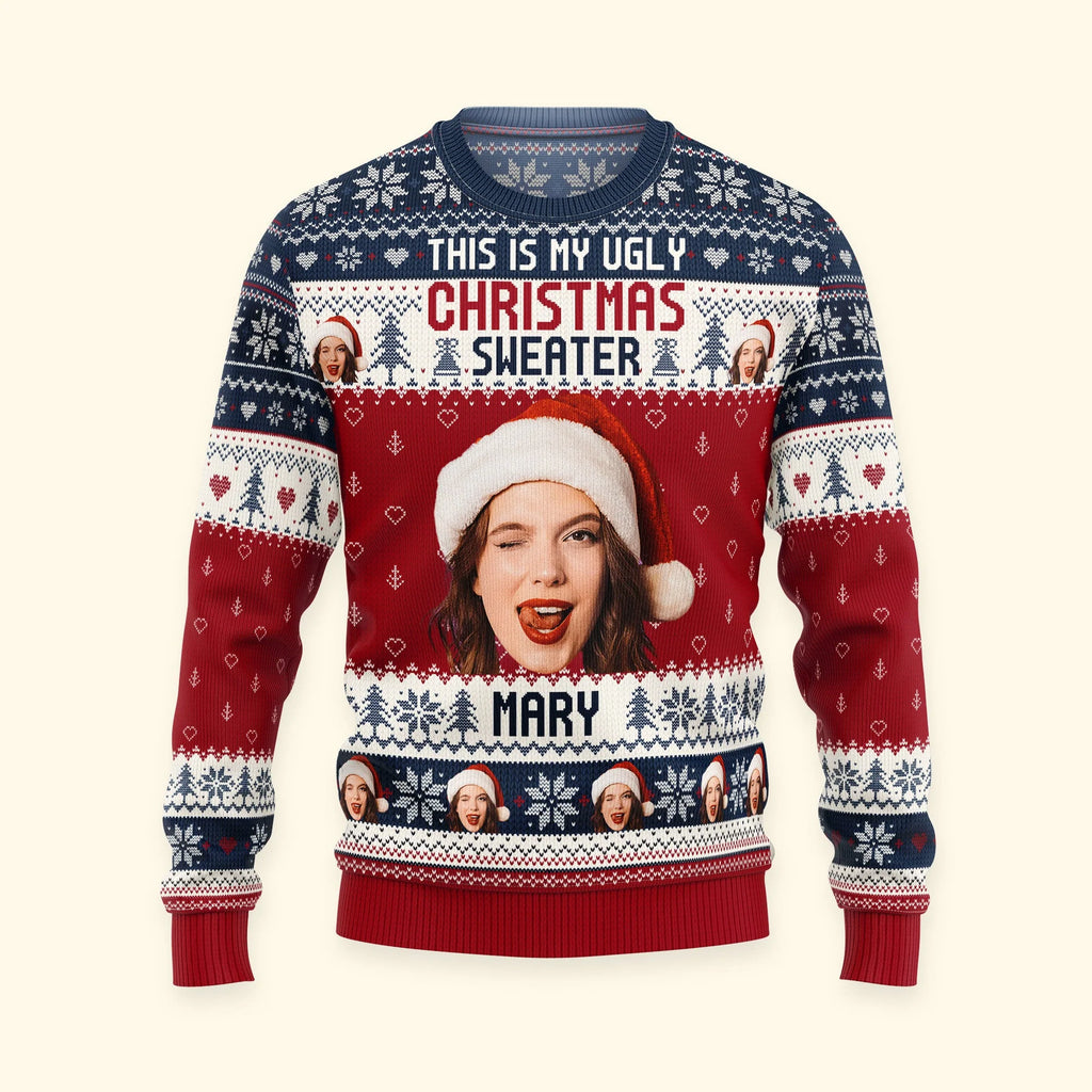 This Is My Ugly Christmas Sweater New Version - Personalized Photo Ugly Sweater-Levistina