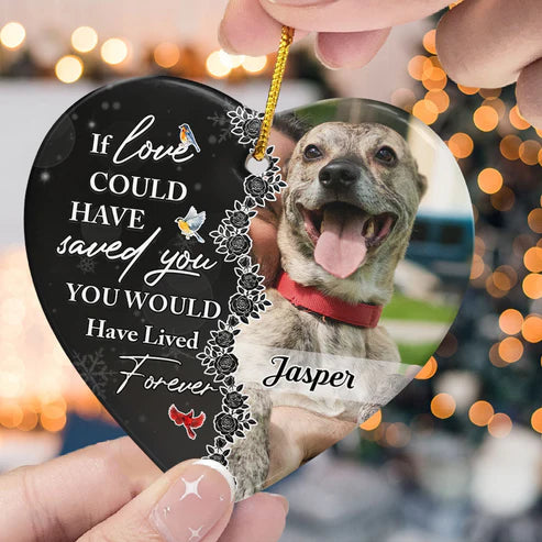 A Big Piece Of My Heart Leaves In Heaven - Personalized Ceramic Photo Ornament