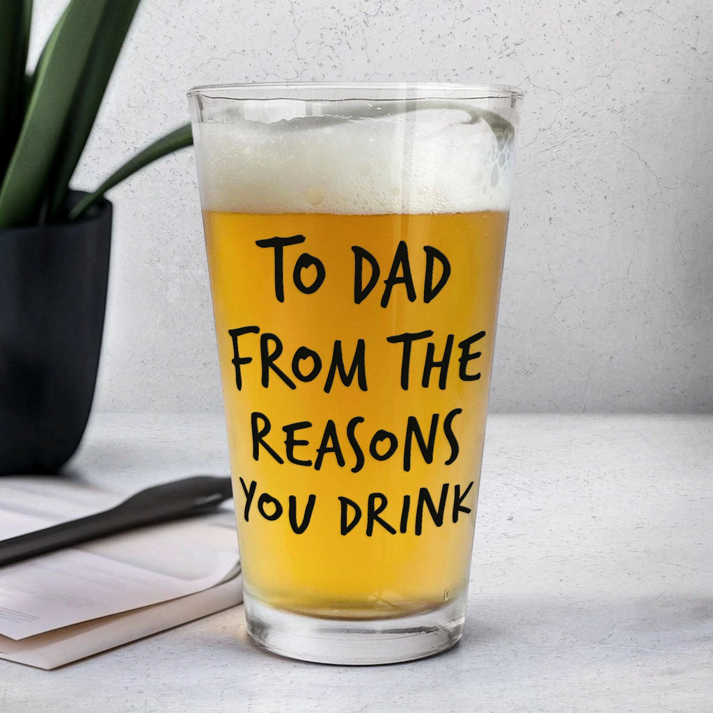 To Dad From The Reasons You Drink - Personalized Photo Beer Glass - Levistina