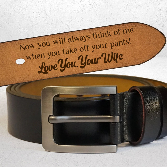 To Husband Boyfriend Valentines Father's Day Gift - Personalized Engraved Leather Belt