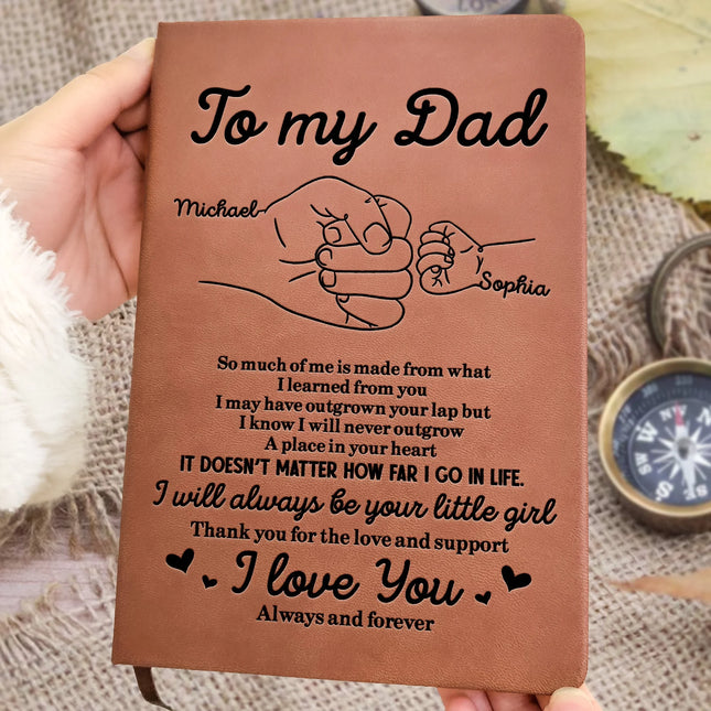 To My Hero Dad To Our Family You Are The World - Personalized Leather Journal