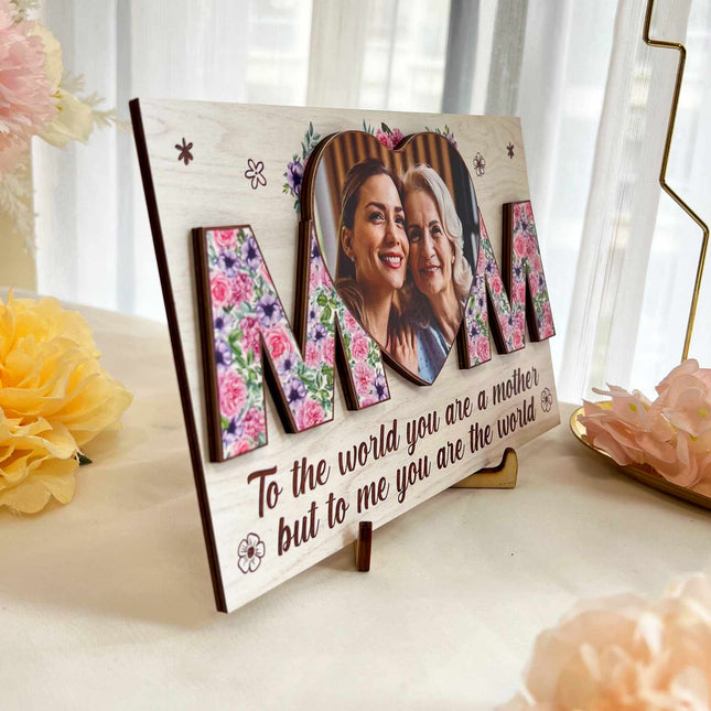 To Us You Are The World - Personalized Wooden Photo Plaque