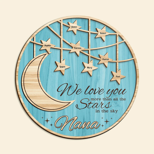 We Love You More Than All The Stars - Personalized 2 Layer Custom Shaped Wood Sign