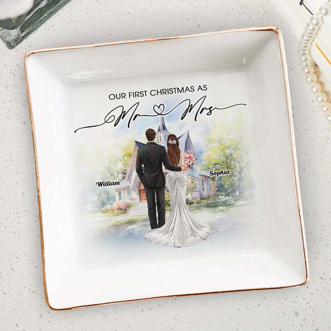 You And Me First Christmas As Mr Mrs - Personalized Jewelry Dish