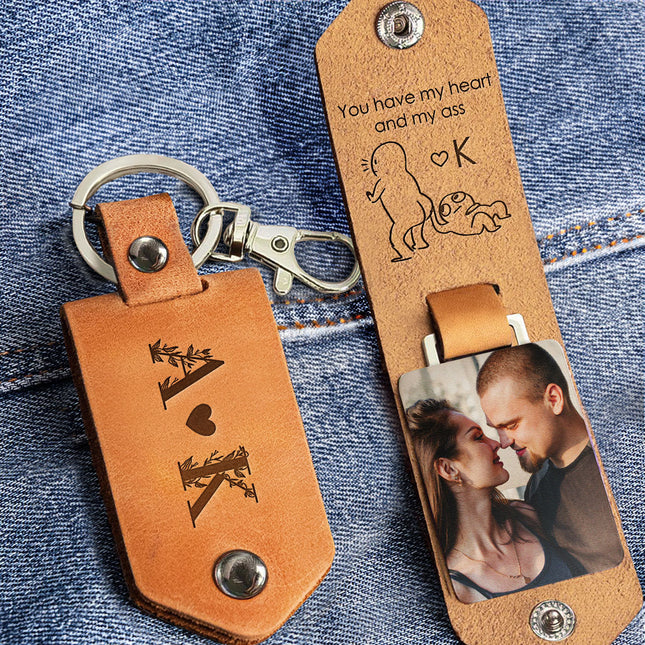 You Have My Heart And My A** - Personalized Leather Photo Keychain