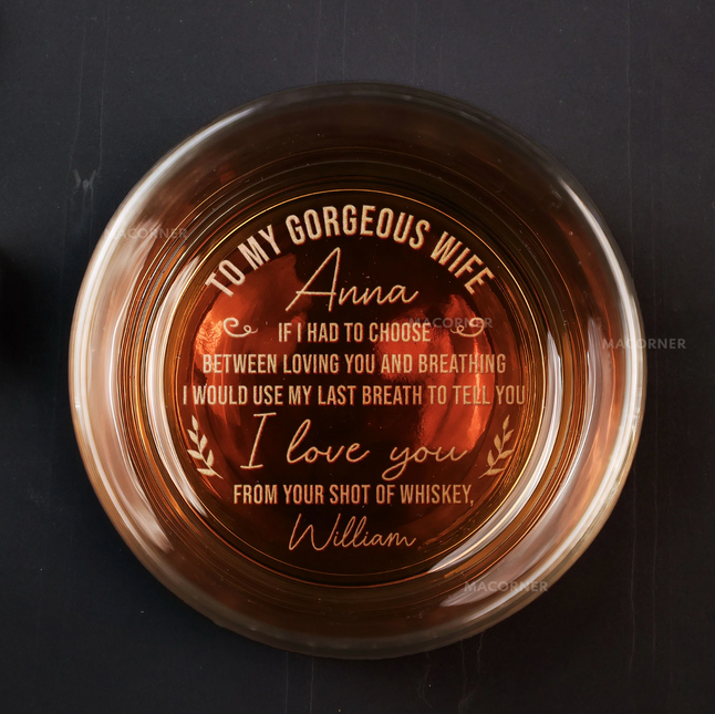 To My Gorgeous Wife - Personalized Engraved Whiskey Glass