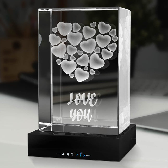 Heart of Hearts 3D Crystal - Light Base NOT Included