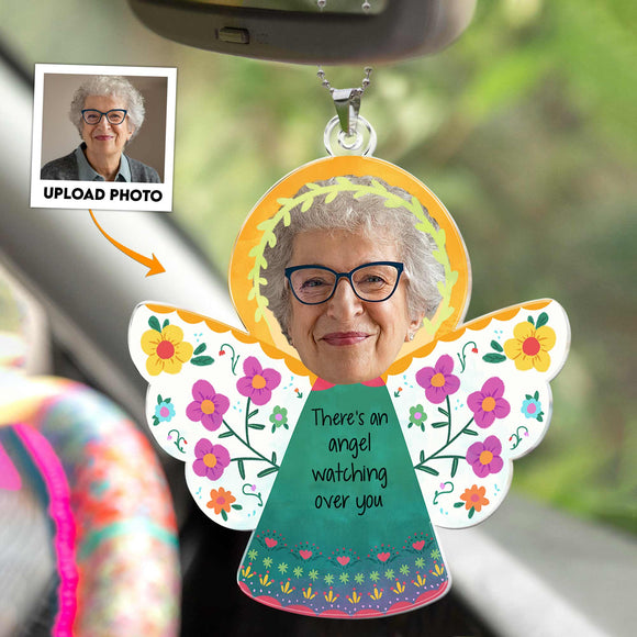 There's An Angel Watching Over You - Personalized Car Photo Ornament