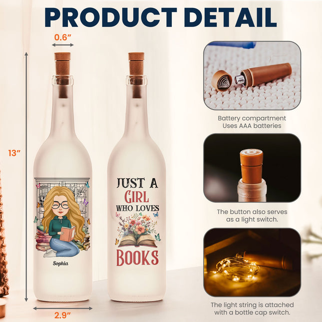 Just A Girl Who Loves Books - Personalized Bottle Lamp