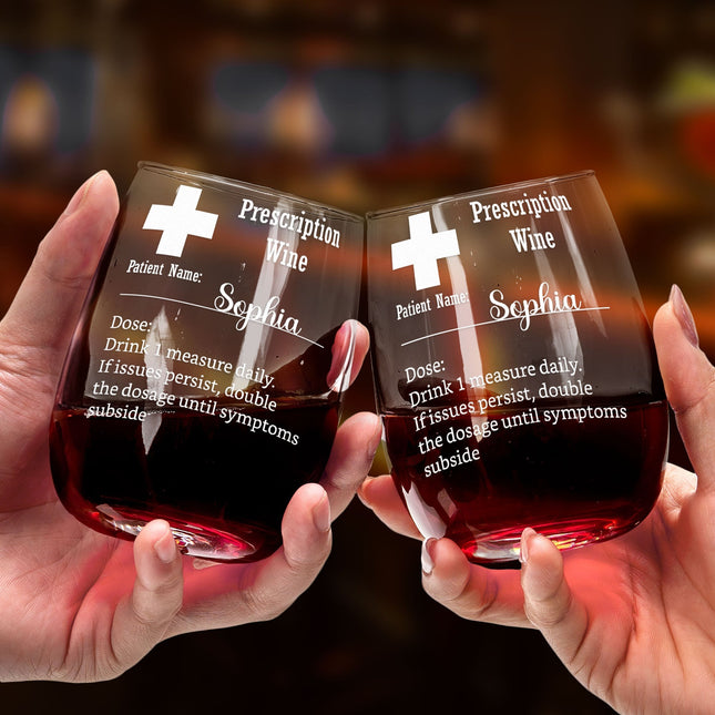 Wine Prescription - Personalized Stemless Wine Glass