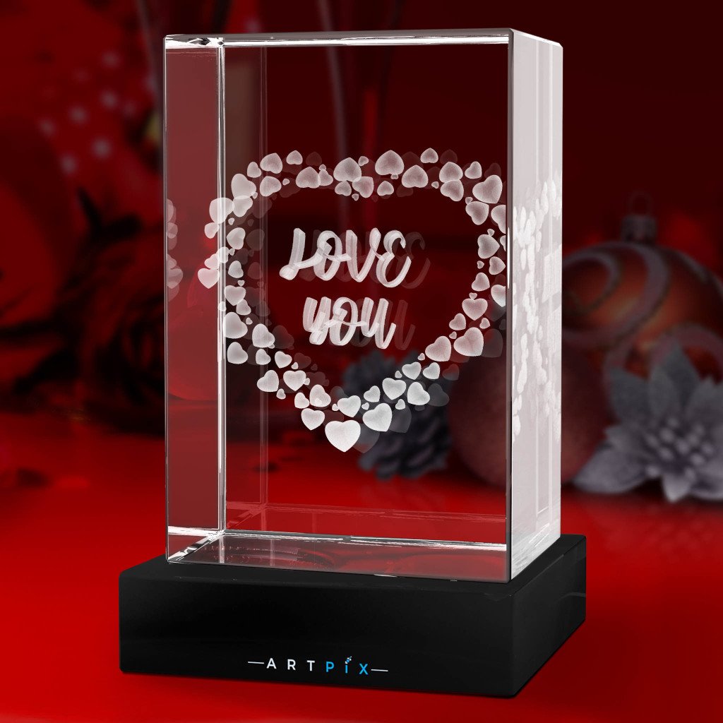 Heart Frame 3D Crystal - Light Base NOT Included