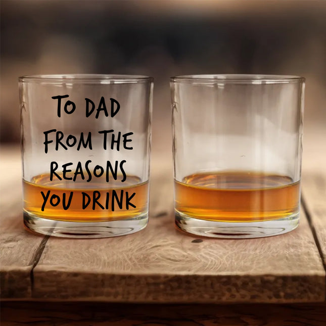 To Dad From The Reasons You Drink - Personalized Photo Whiskey Glass