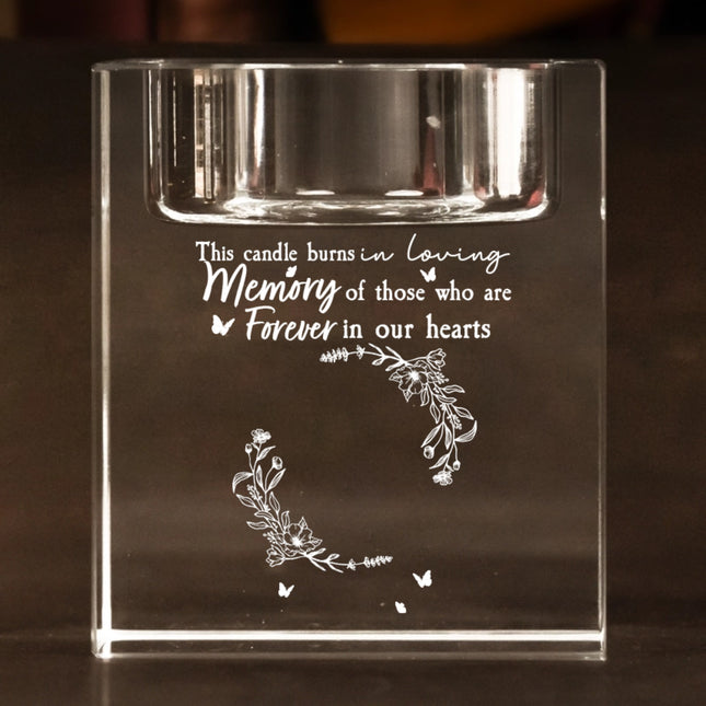 In Loving Memory This Candle Burns - Personalized 2D Photo Crystal Candle Holder