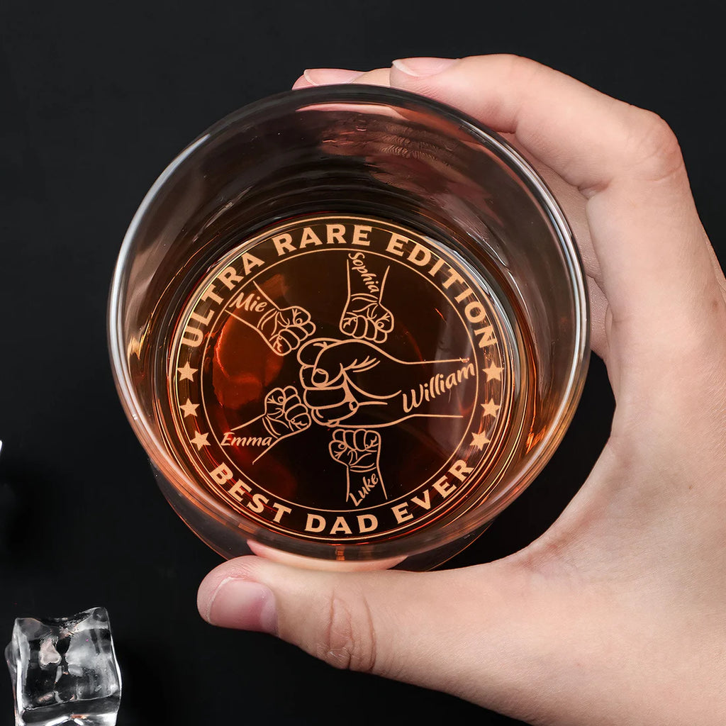 Best Dad Ever Ultra Rare Edition - Personalized Engraved Whiskey Glass-Levistina